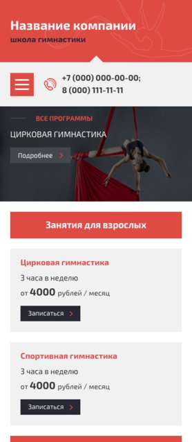 Готовый Сайт-Бизнес № 1322505 - Сайт школы гимнастики (Мобильная версия)