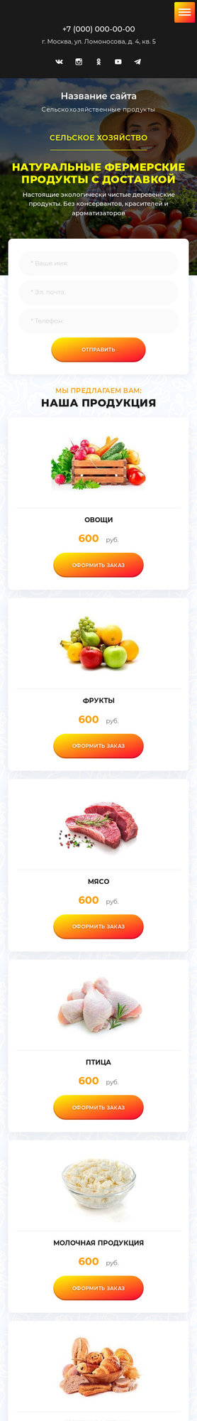 Готовый Сайт-Бизнес № 2539378 - Фермерские продукты (Мобильная версия)