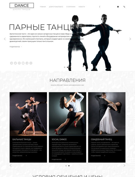 Готовый Сайт-Бизнес № 2007950 - Школа танцев (Превью)
