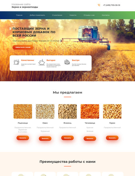 Готовый Сайт-Бизнес № 2463274 - Зерно, зерноотходы (Превью)