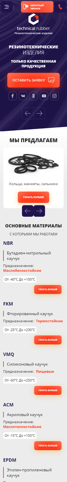 Готовый Сайт-Бизнес № 2881287 - Резинотехнические изделия (Мобильная версия)