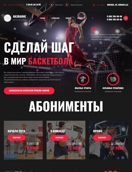 Готовый Сайт-Бизнес № 4983445 - Школа баскетбола (Превью)